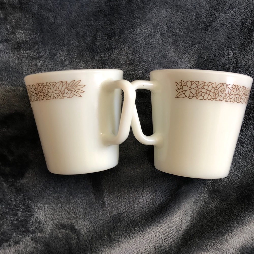 Pyrex Woodland Brown Coffee Mugs, Set of 2 Cups